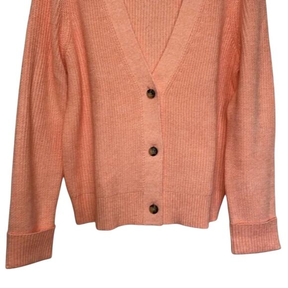 Talbots Shaker Stitch Cuffed Back Cardigan Size Petite Peachy Orange Small - Picture 5 of 5